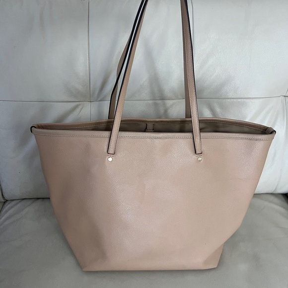 Coach Beige Leather Tote Bag, Coach Tan Large Crossgrain Street Tote - Picture 6 of 8